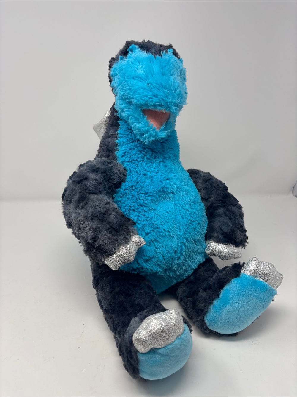 Build-A-Bear Blue & Black Plush Reptile Toy with Silver Accents